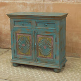 Hand Carved Solid wood Sideboard Rustic Blue 1M